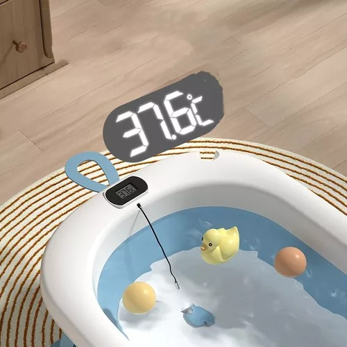 Bañera plegable con cojín de estrellas y termómetro